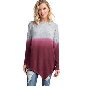 NEW 143 Story Gray Cut Out Neck Long Sleeve Top